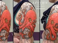 Octopus  Pieuvre. Drawing(c)2015 Laurink Tattoo & Piercing No copy/copie interdite
